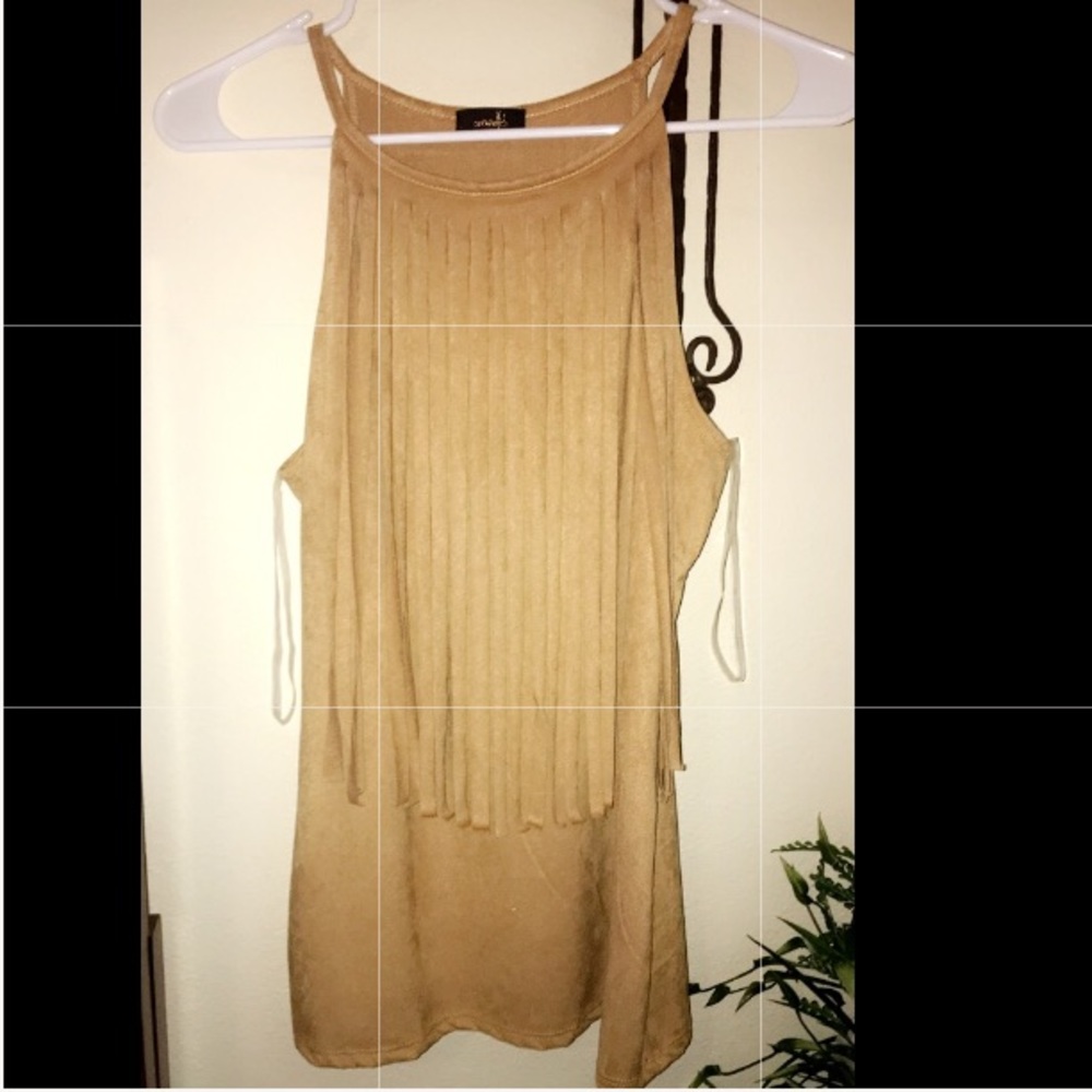 Suede fringe tank top